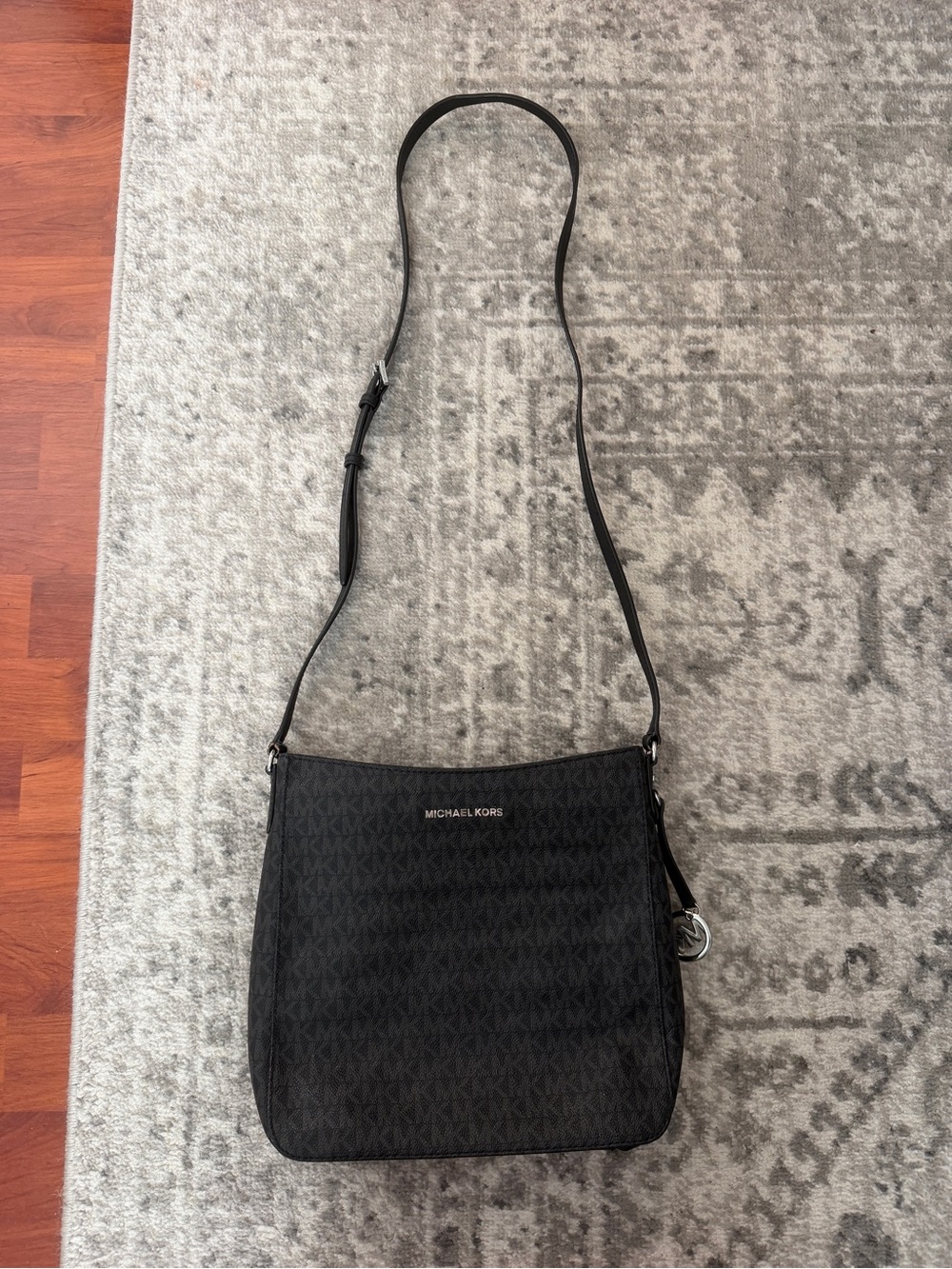 Michael Kors Black MK Logo Crossbody Messenger Bag